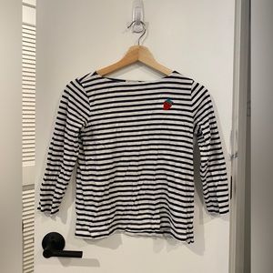 Girls J.Crew Crewcuts, Black and White Stripes Long Sleeves, Size 12.